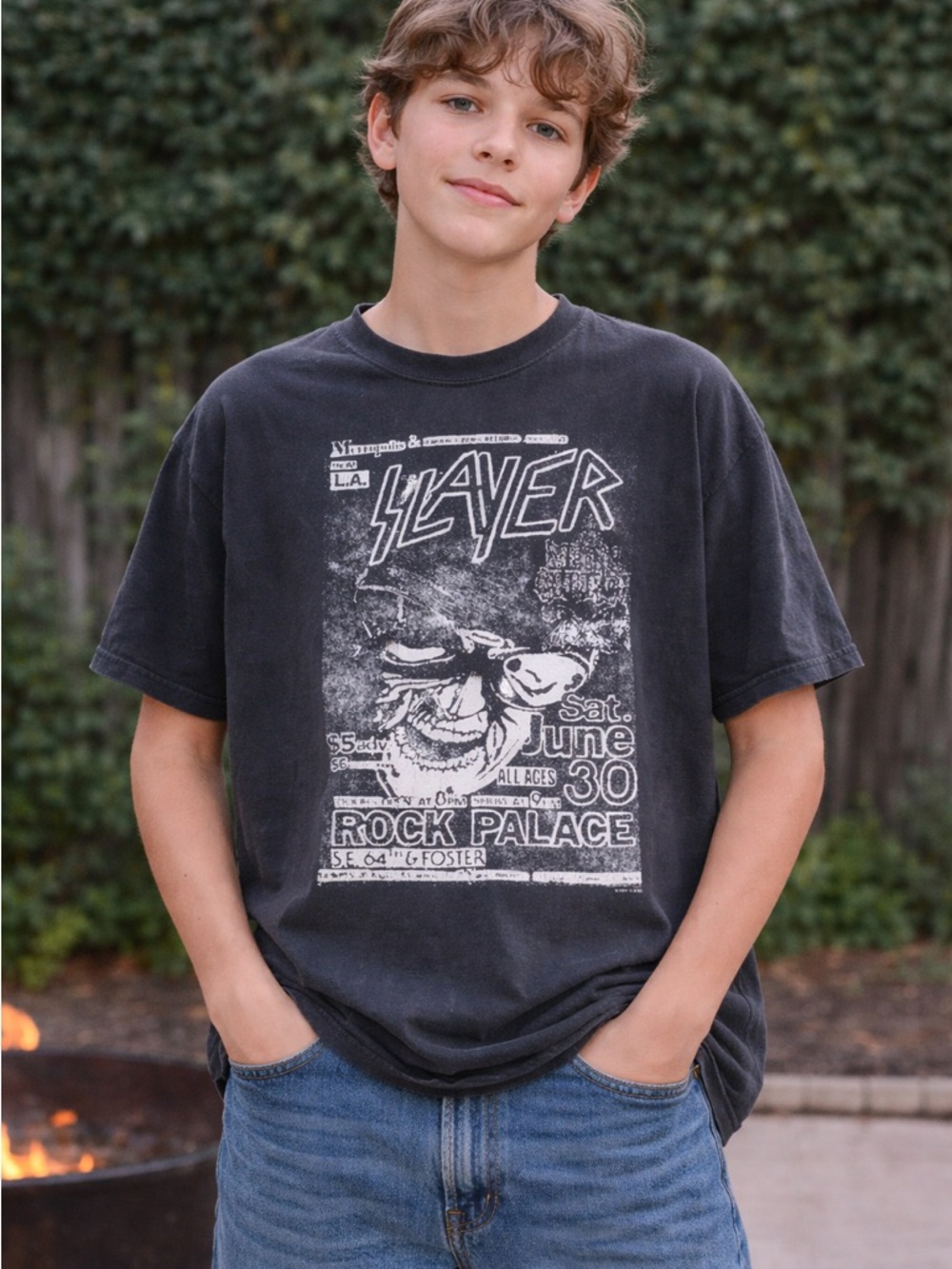 Y2K Slayer Band Tee 2004 Kids L 14 16 Rock Palace Graphic Shirt